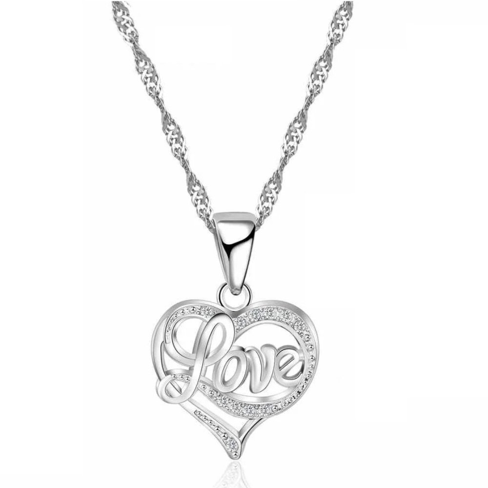 💎 NEW ❤️ Heart Necklace 925 Sterling Silver Chain Gift Love